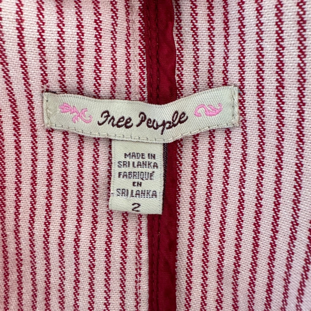 Vintage Y2K Free People Striped Blazer 2 Satin Bow Belt Coquette Romantic Preppy - Picture 7 of 13